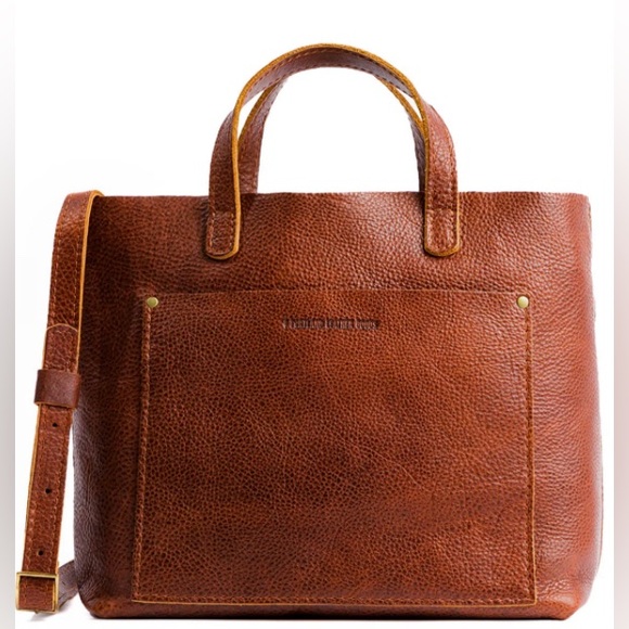 Portland leather goods ALMOST PERFECT' MEDIUM CROSSBODY TOTE cognac - Picture 2 of 16